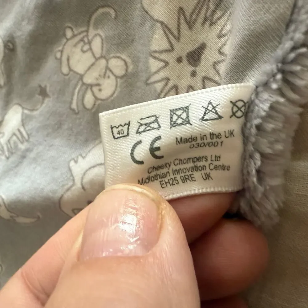 Cheeky Chompers Comfortchew Lovie Lovey Chew Toy Baby Infant Tag Blanket Gray